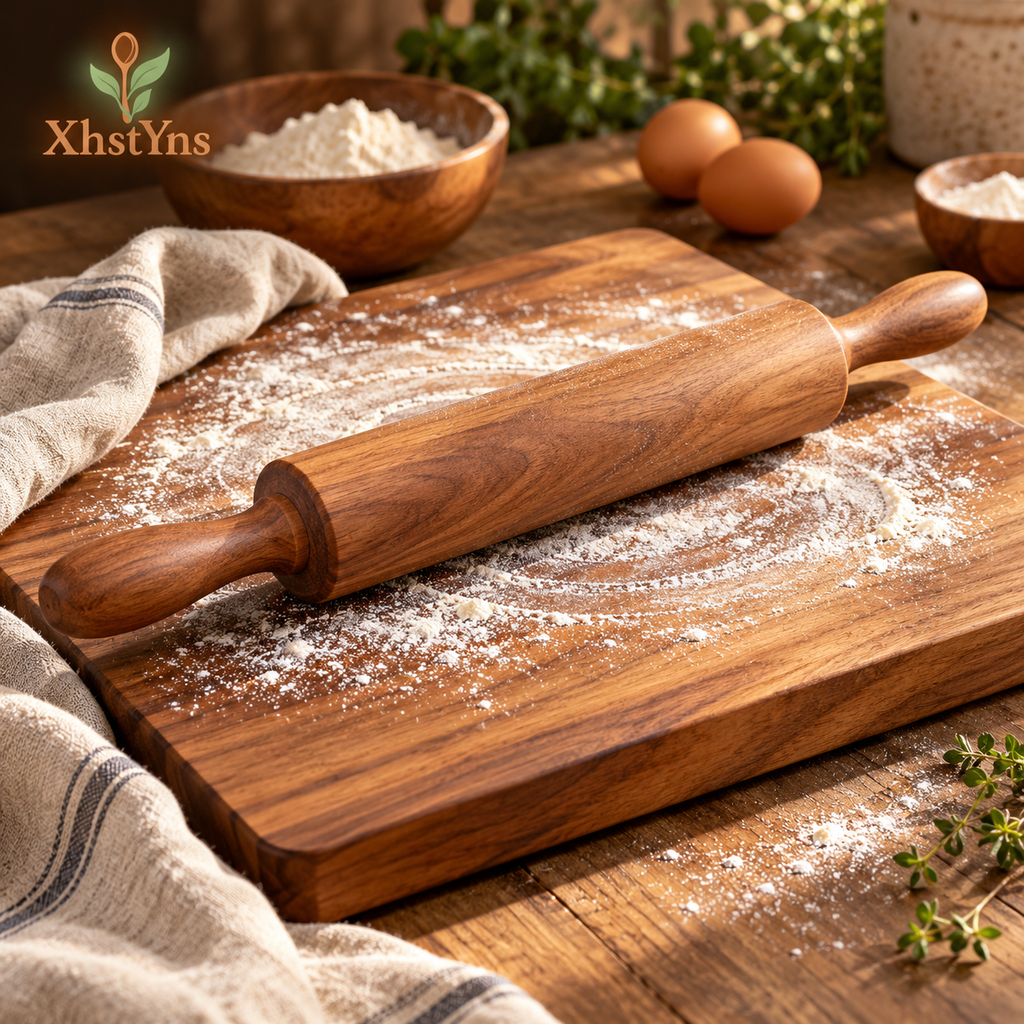 Wooden Rolling Pin & Pastry Board Set
