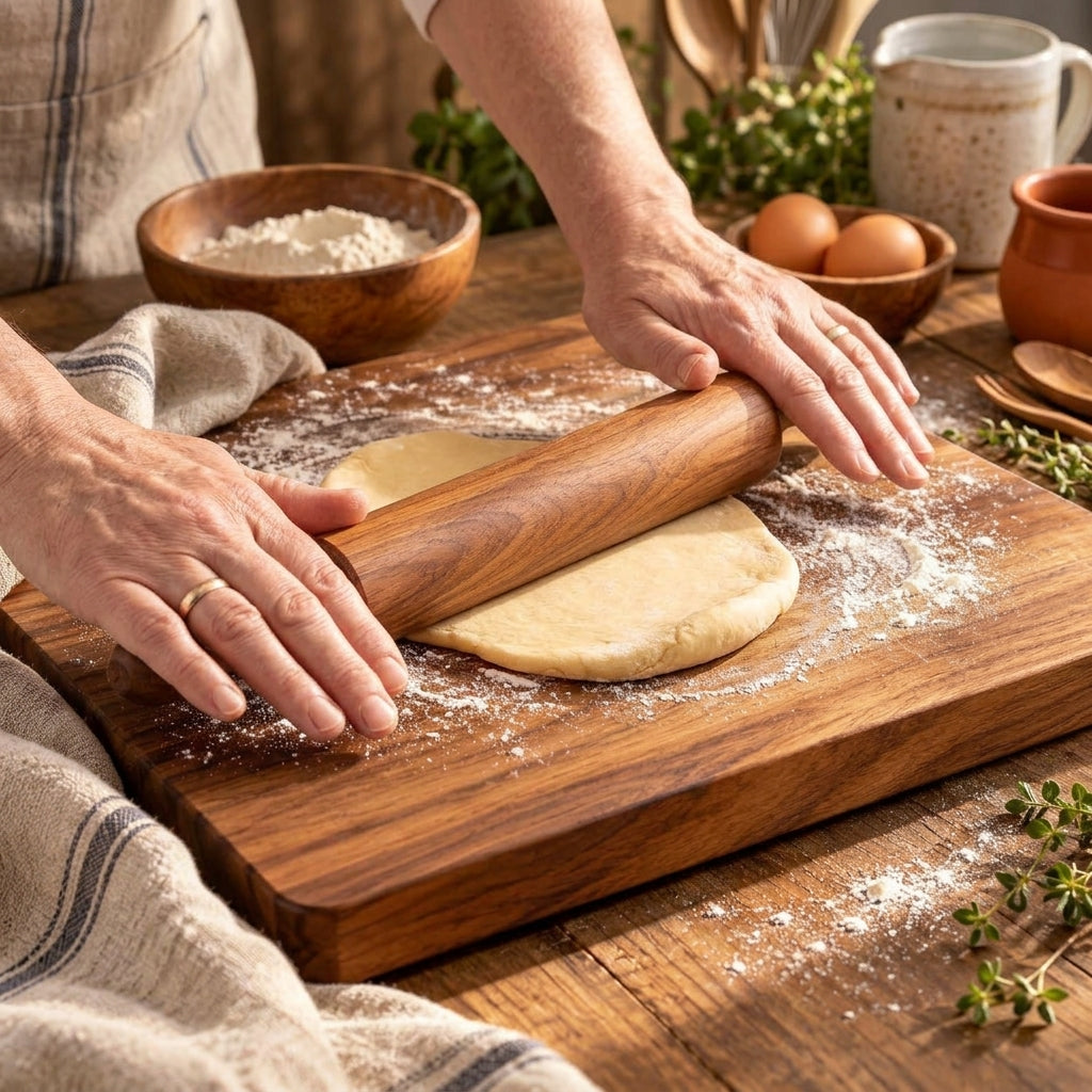 Wooden Rolling Pin & Pastry Board Set