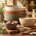 Earth-Tone Stoneware Mixing Bowl Set