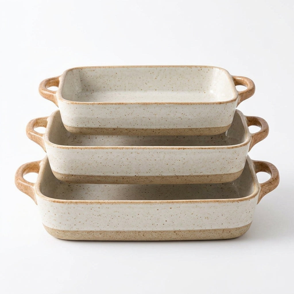Speckled Stoneware Baking Dish Set